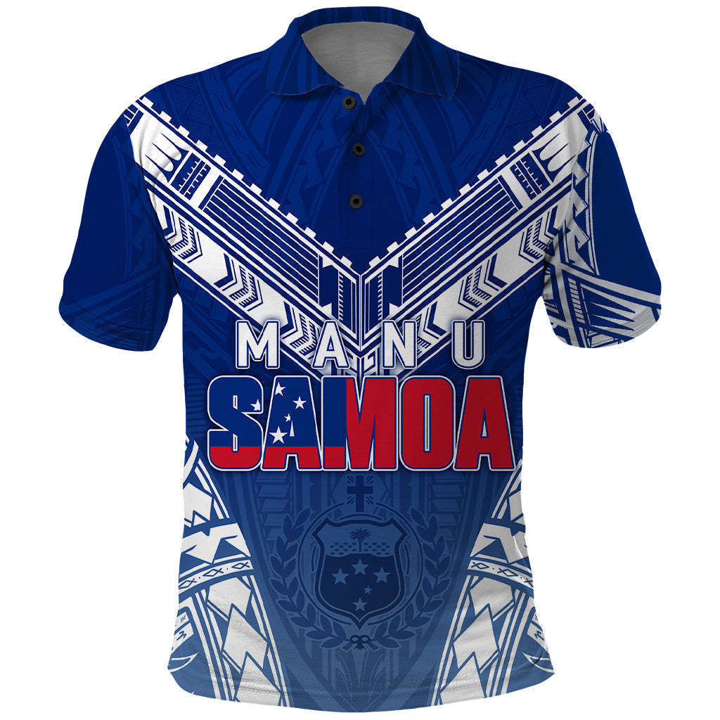 Custom Samoa Rugby Polo Shirt Manu Samoa Gradient Blue LT7