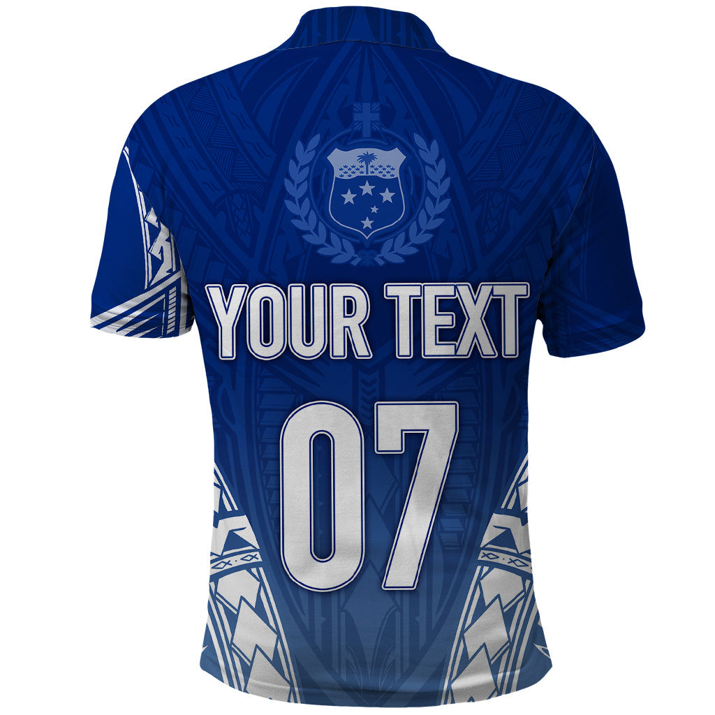 Custom Samoa Rugby Polo Shirt Manu Samoa Gradient Blue LT7