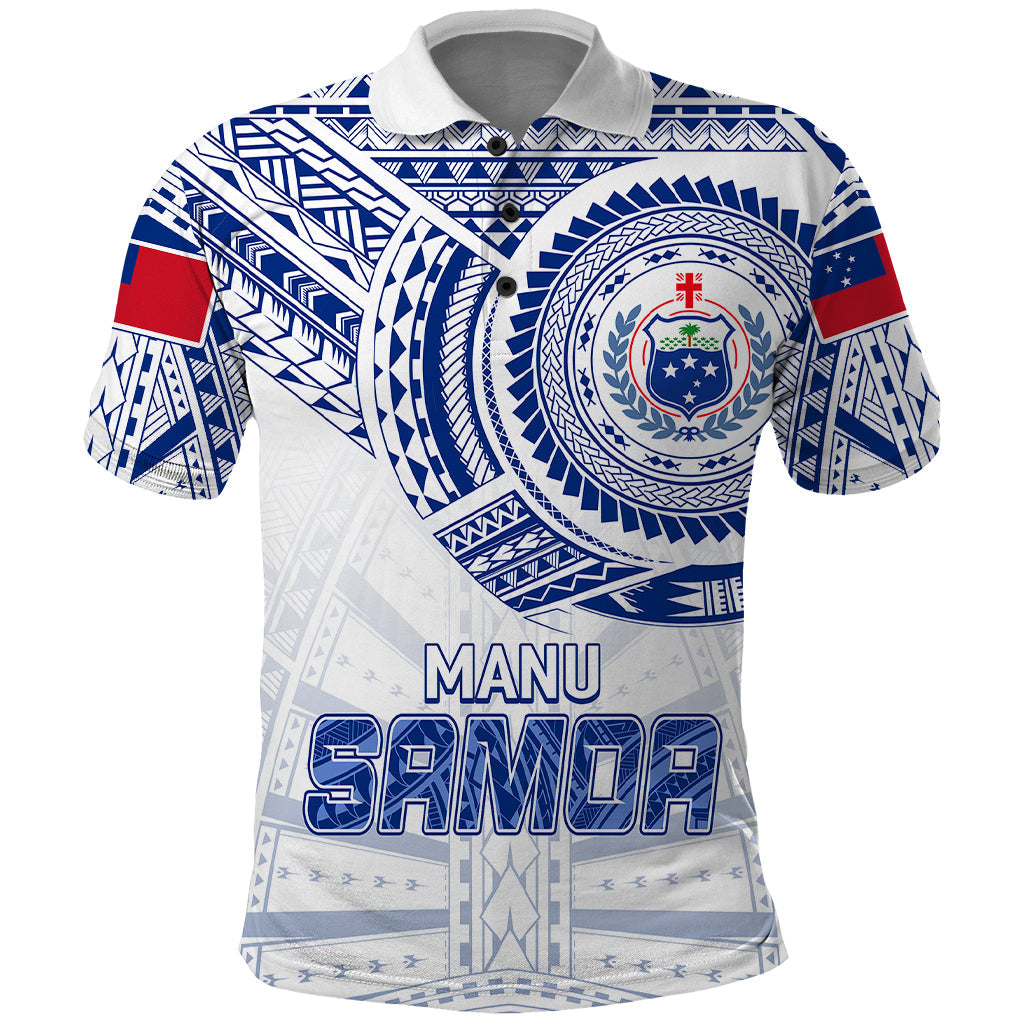 Custom Samoa Rugby Polo Shirt Manu Samoa Gradient White LT7