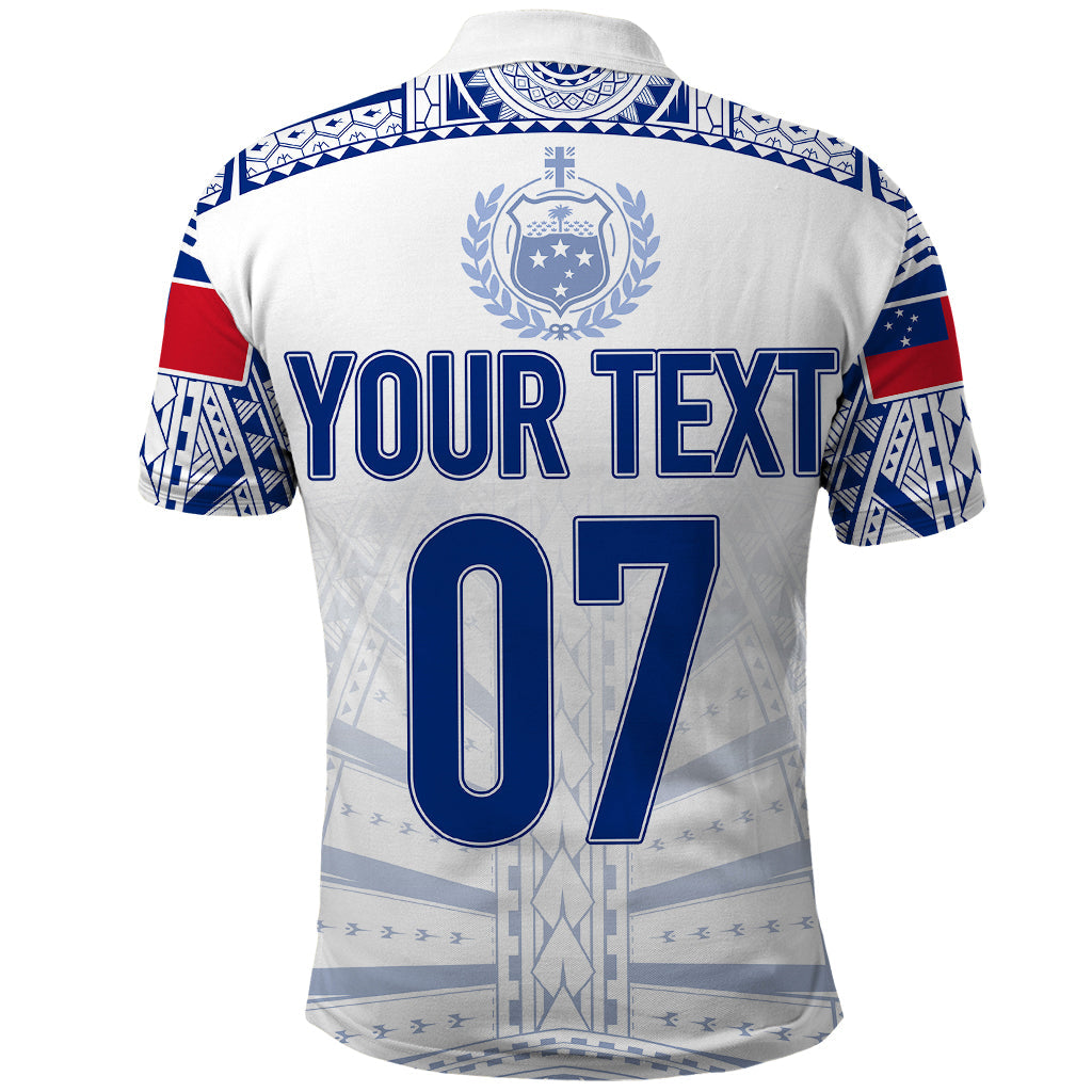 Custom Samoa Rugby Polo Shirt Manu Samoa Gradient White LT7