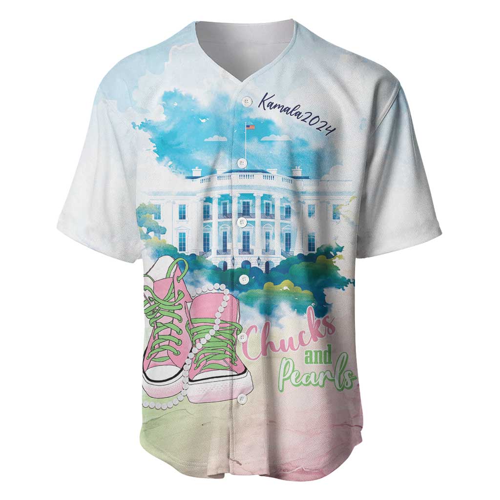 Chucks N Pearls 2024 Baseball Jersey Pink Green Rocking The World LT7