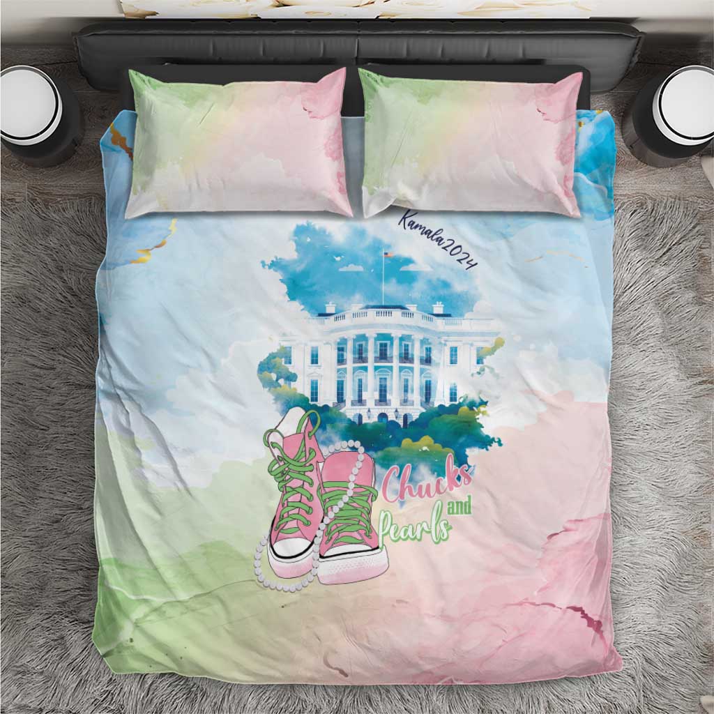 Chucks N Pearls 2024 Bedding Set Pink Green Rocking The World LT7