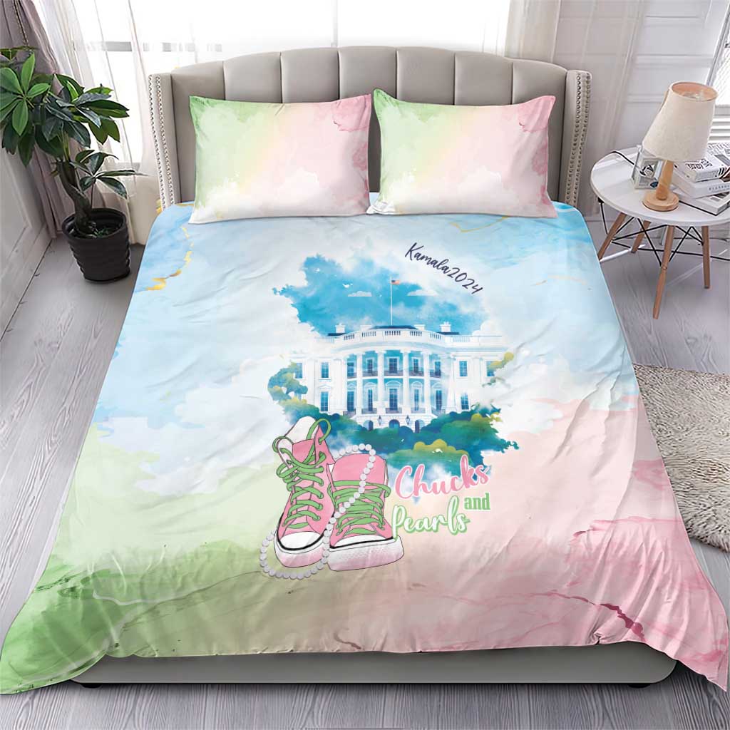 Chucks N Pearls 2024 Bedding Set Pink Green Rocking The World LT7