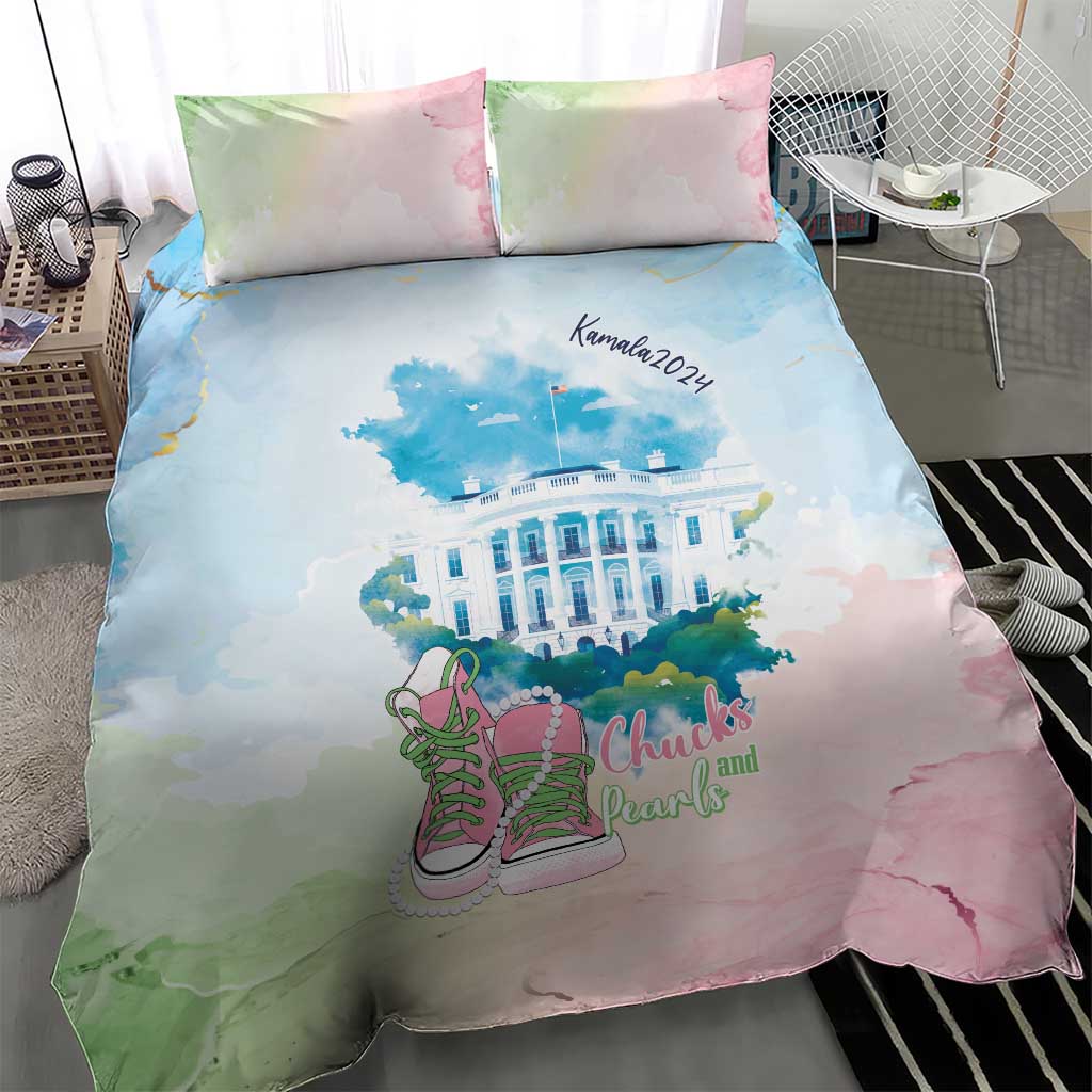 Chucks N Pearls 2024 Bedding Set Pink Green Rocking The World LT7