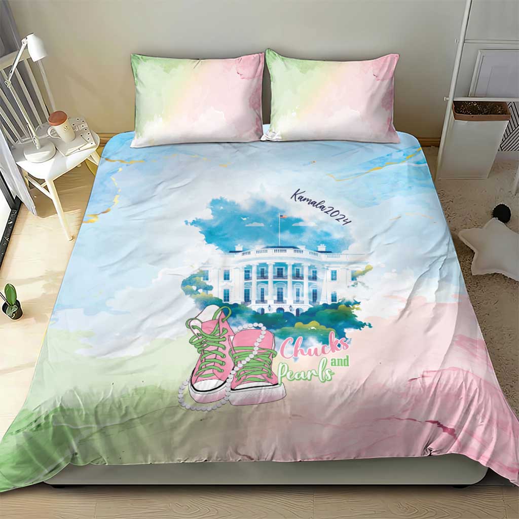 Chucks N Pearls 2024 Bedding Set Pink Green Rocking The World LT7