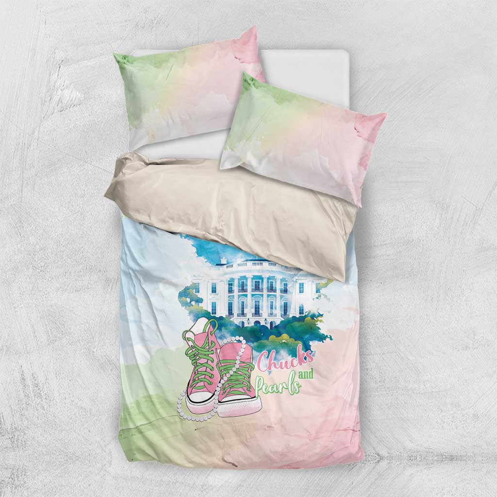 Chucks N Pearls 2024 Bedding Set Pink Green Rocking The World LT7