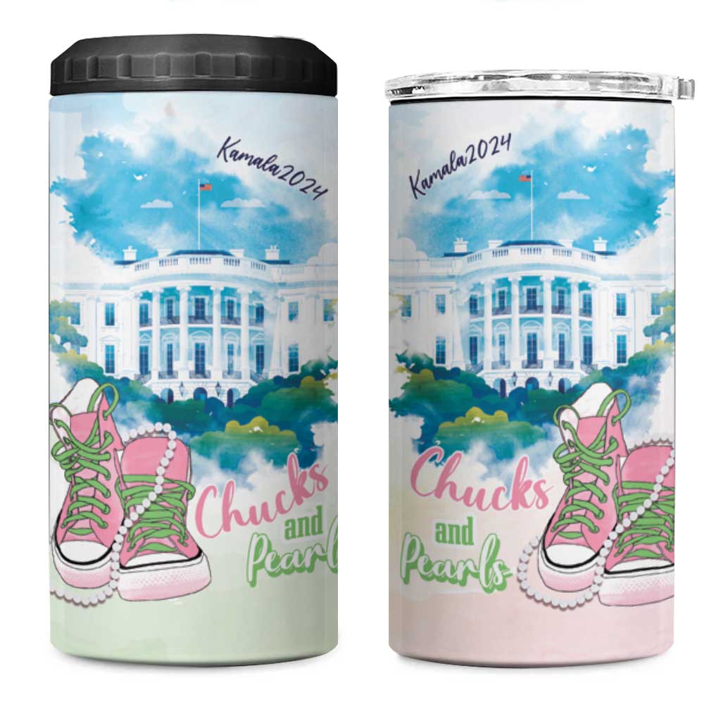Chucks N Pearls 2024 4 in 1 Can Cooler Tumbler Pink Green Rocking The World LT7