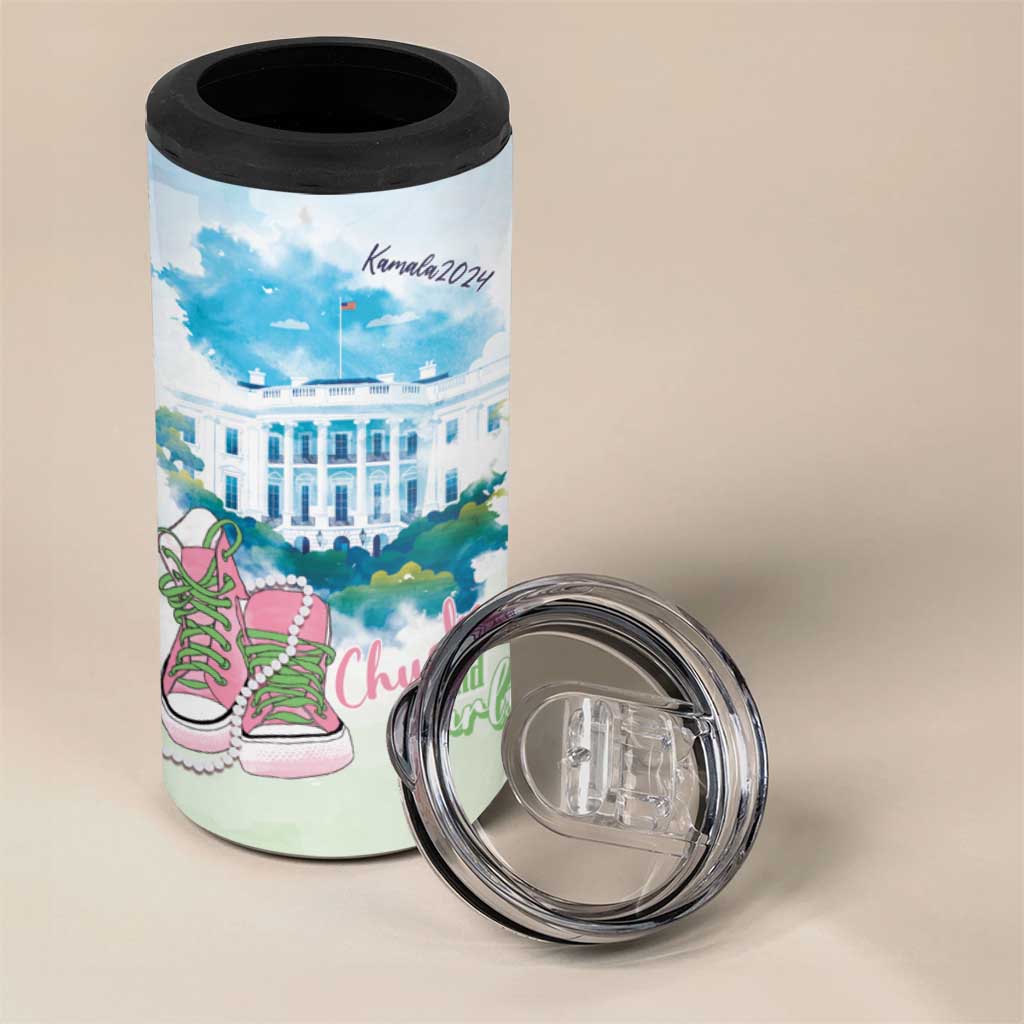 Chucks N Pearls 2024 4 in 1 Can Cooler Tumbler Pink Green Rocking The World LT7