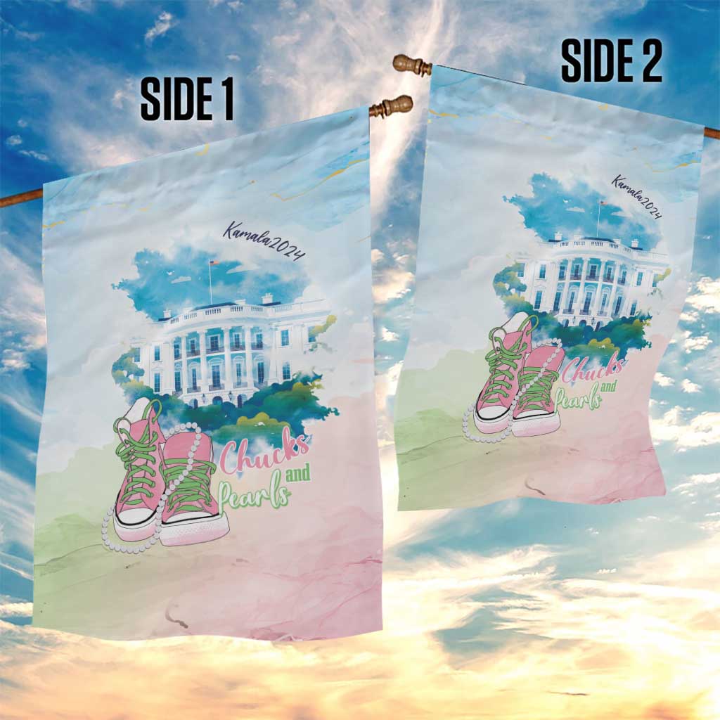 Chucks N Pearls 2024 Garden Flag Pink Green Rocking The World LT7