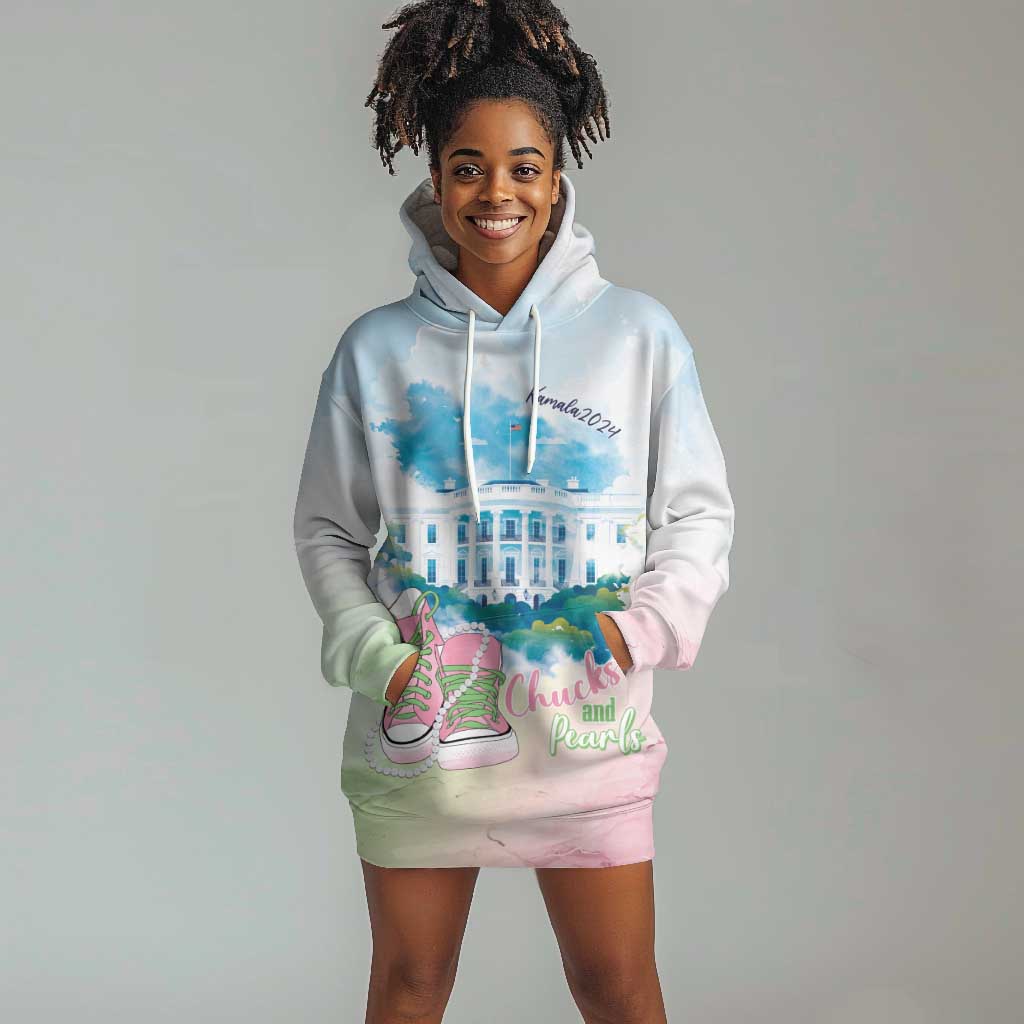 Chucks N Pearls 2024 Hoodie Dress Pink Green Rocking The World LT7