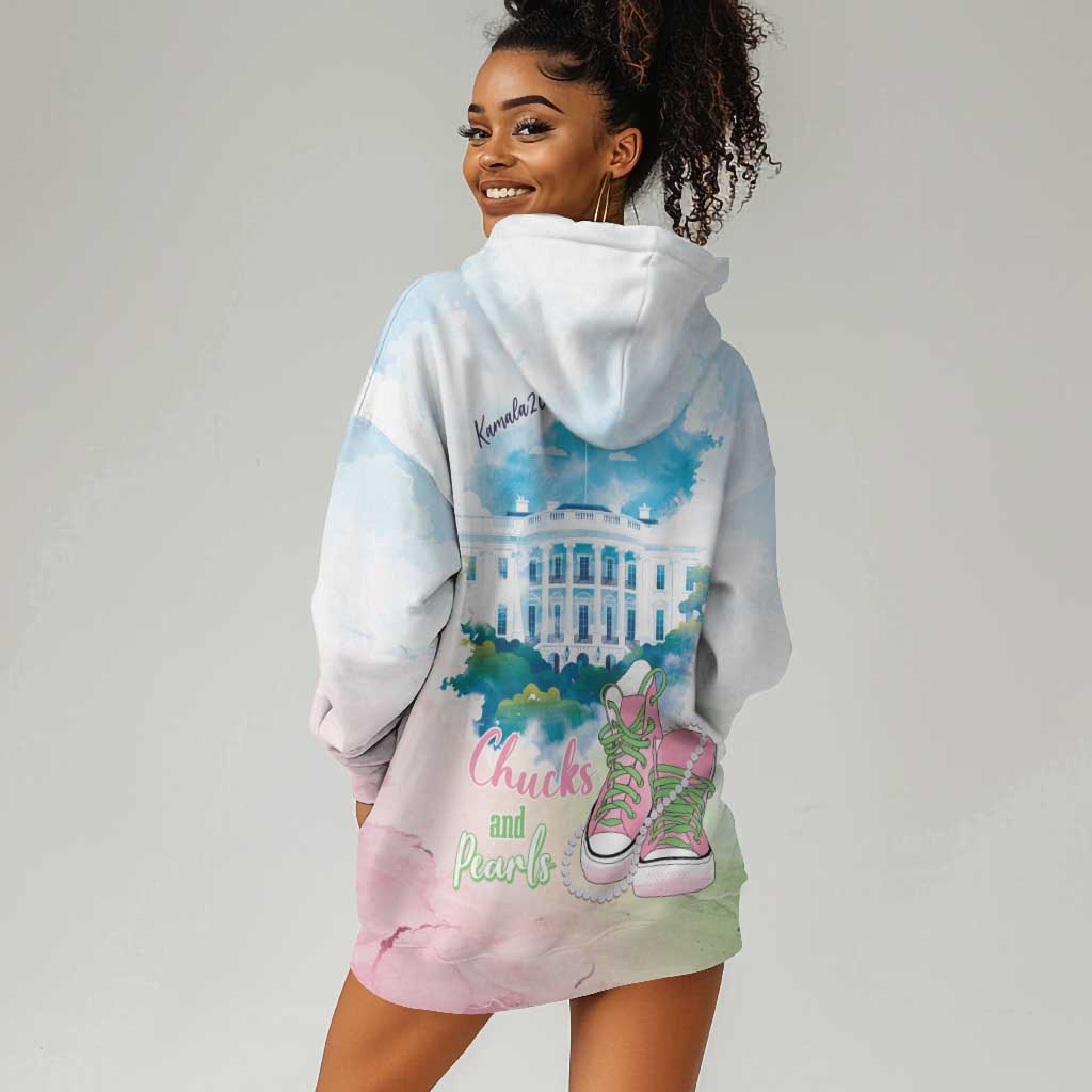 Chucks N Pearls 2024 Hoodie Dress Pink Green Rocking The World LT7