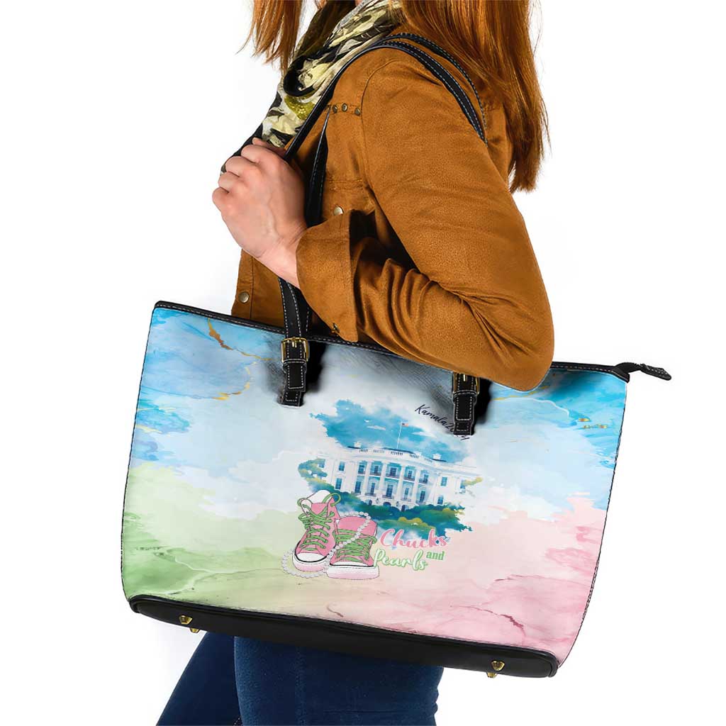Chucks N Pearls 2024 Leather Tote Bag Pink Green Rocking The World LT7