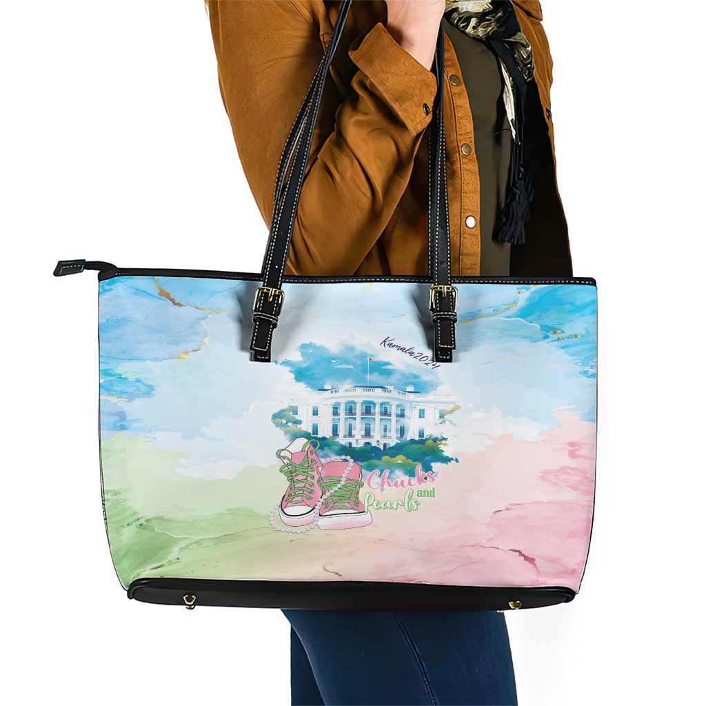 Chucks N Pearls 2024 Leather Tote Bag Pink Green Rocking The World LT7