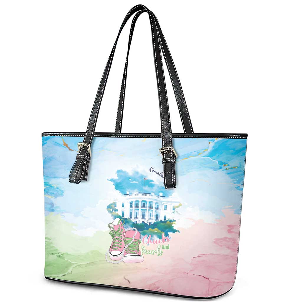 Chucks N Pearls 2024 Leather Tote Bag Pink Green Rocking The World LT7
