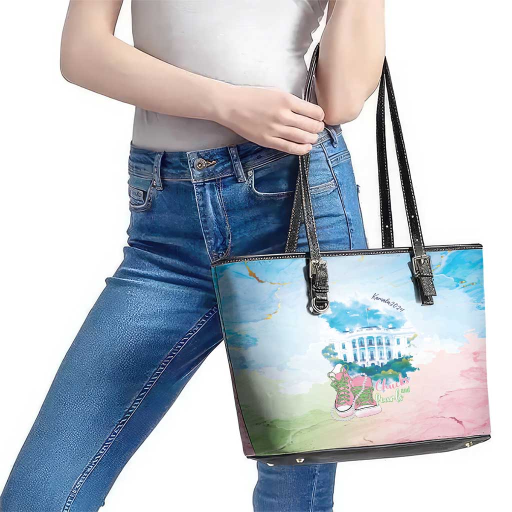 Chucks N Pearls 2024 Leather Tote Bag Pink Green Rocking The World LT7