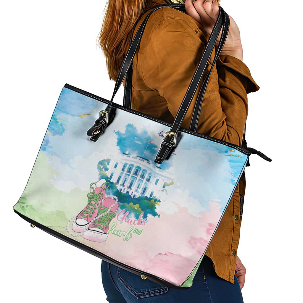 Chucks N Pearls 2024 Leather Tote Bag Pink Green Rocking The World LT7