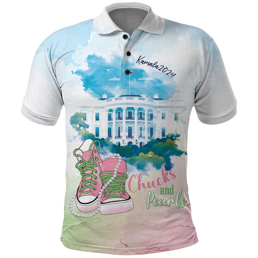Chucks N Pearls 2024 Polo Shirt Pink Green Rocking The World LT7