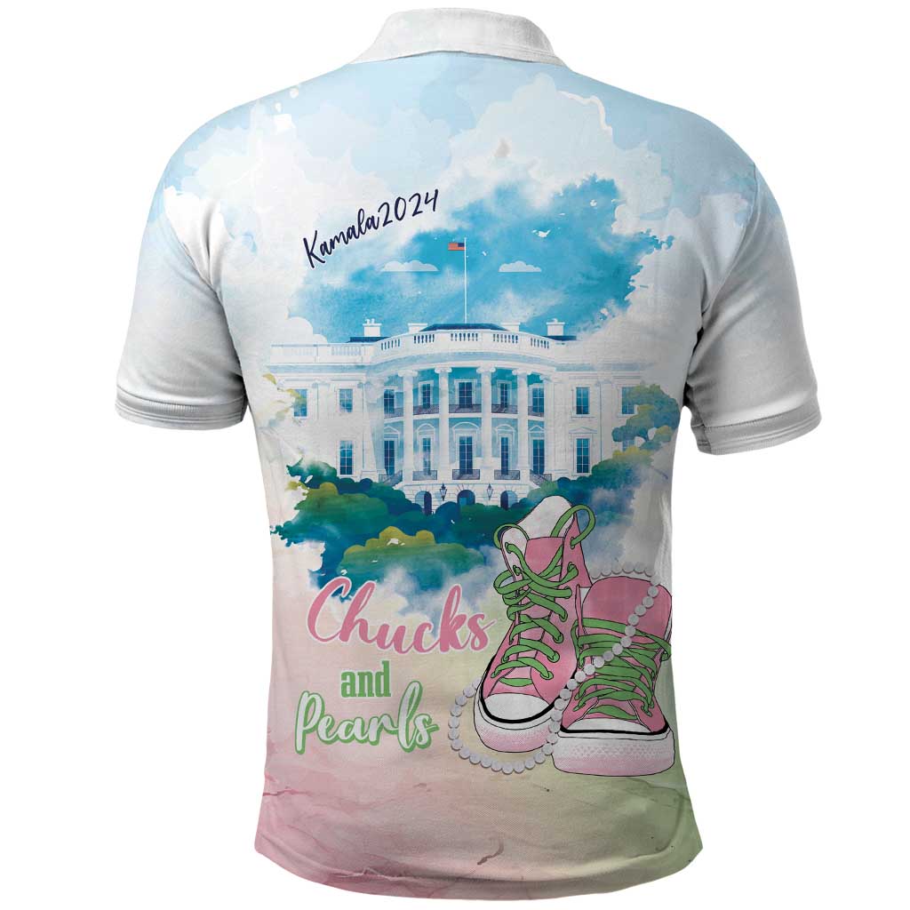 Chucks N Pearls 2024 Polo Shirt Pink Green Rocking The World LT7