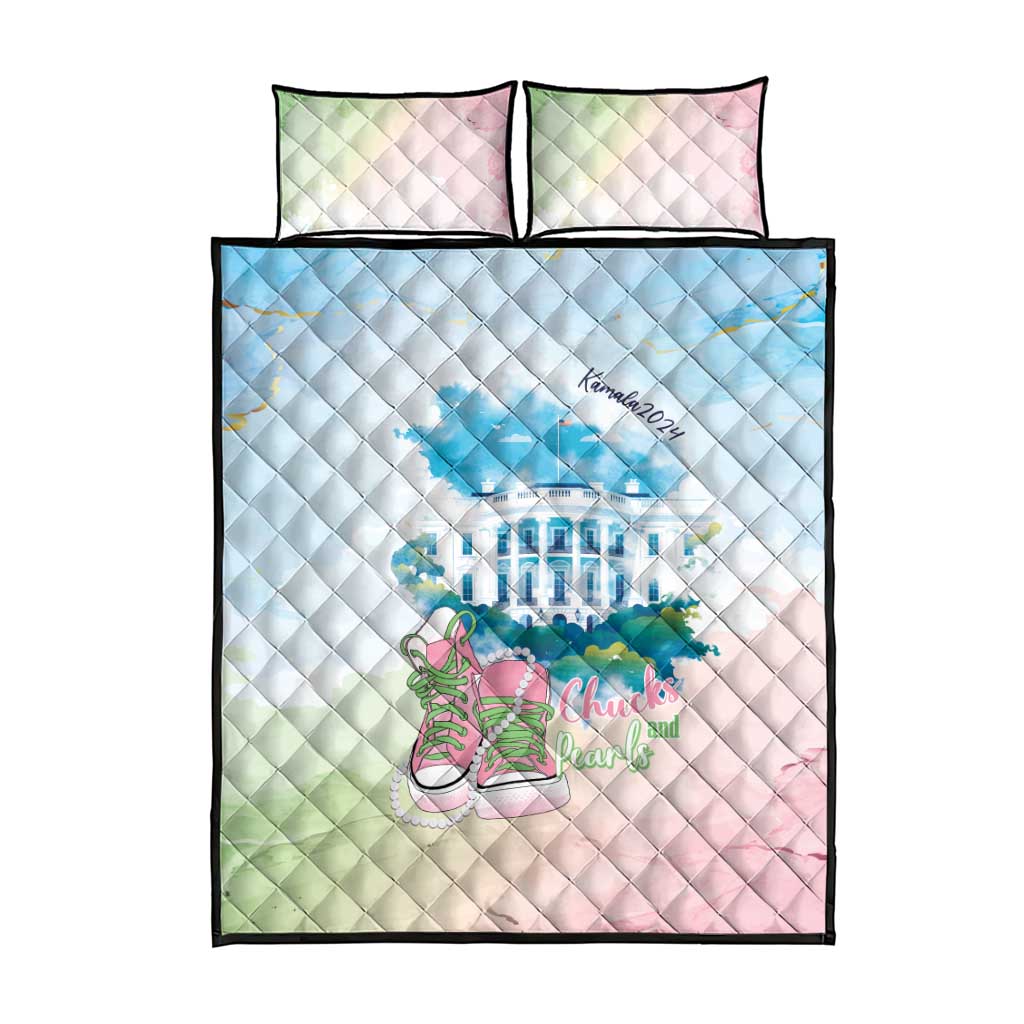 Chucks N Pearls 2024 Quilt Bed Set Pink Green Rocking The World LT7