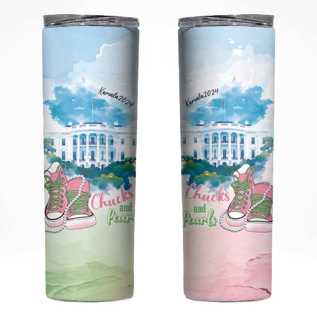 Chucks N Pearls 2024 Skinny Tumbler Pink Green Rocking The World LT7