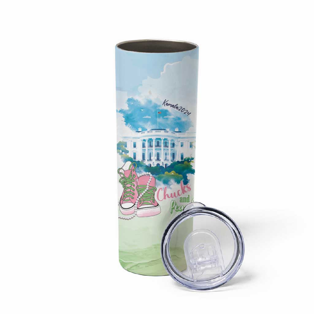 Chucks N Pearls 2024 Skinny Tumbler Pink Green Rocking The World LT7
