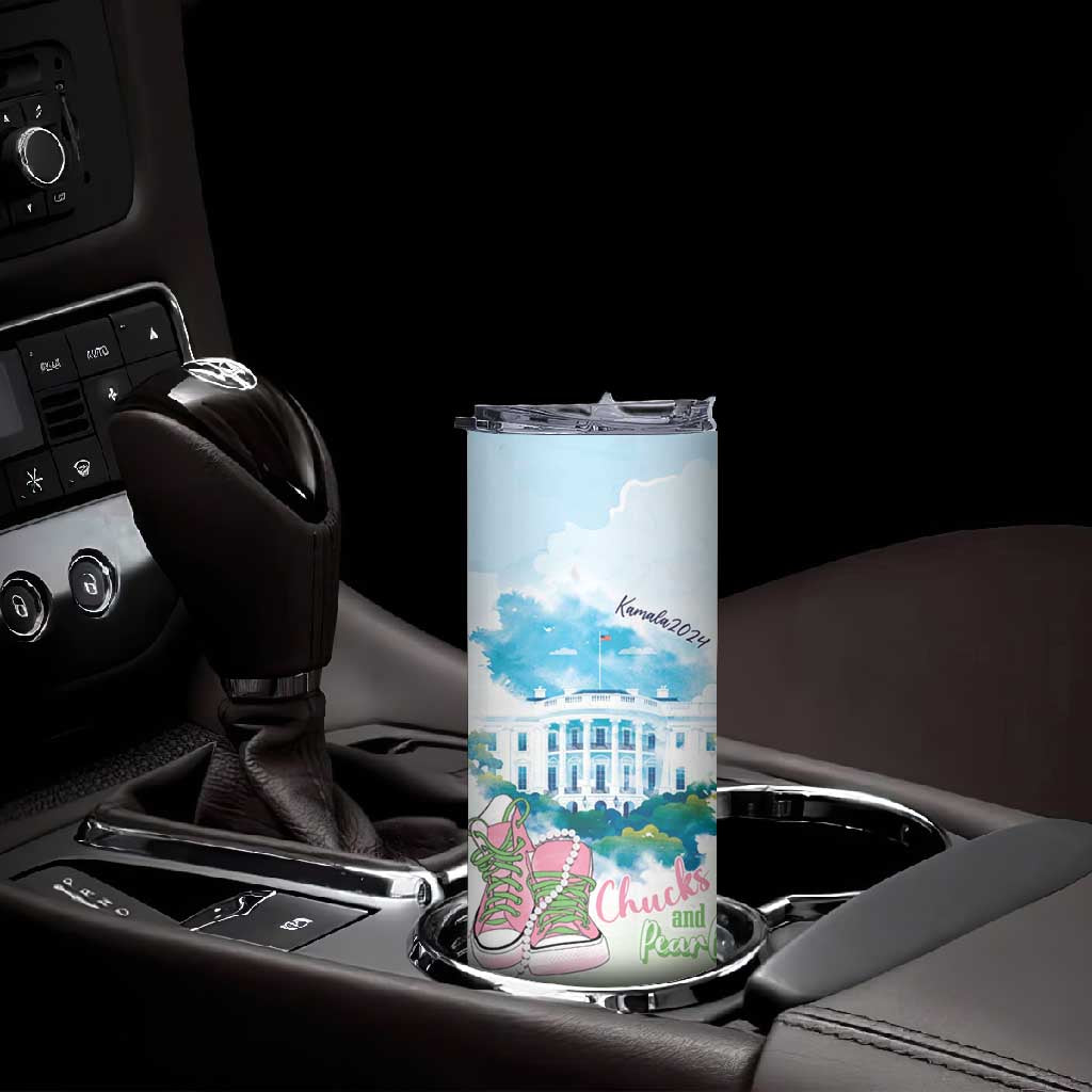 Chucks N Pearls 2024 Skinny Tumbler Pink Green Rocking The World LT7