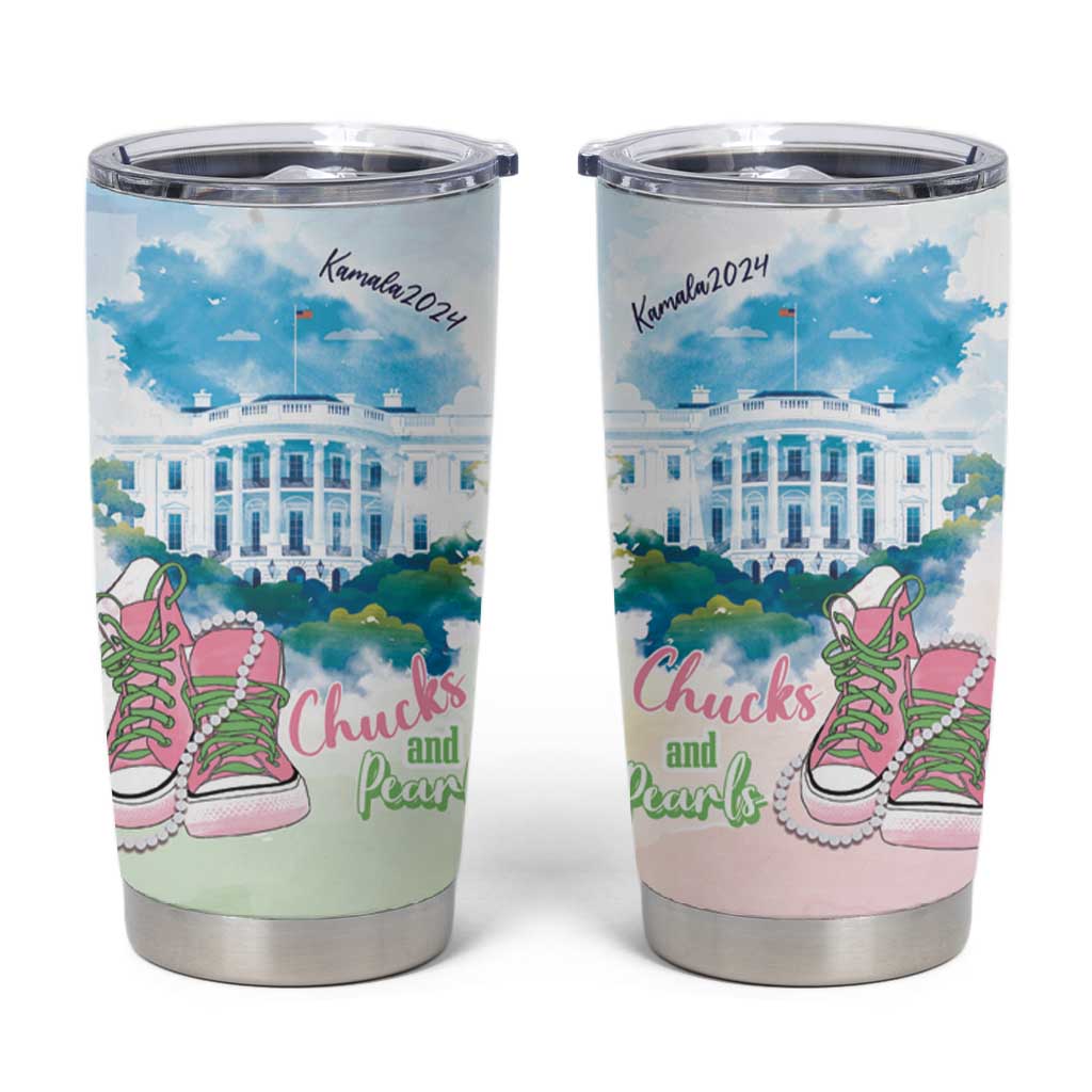 Chucks N Pearls 2024 Tumbler Cup Pink Green Rocking The World LT7