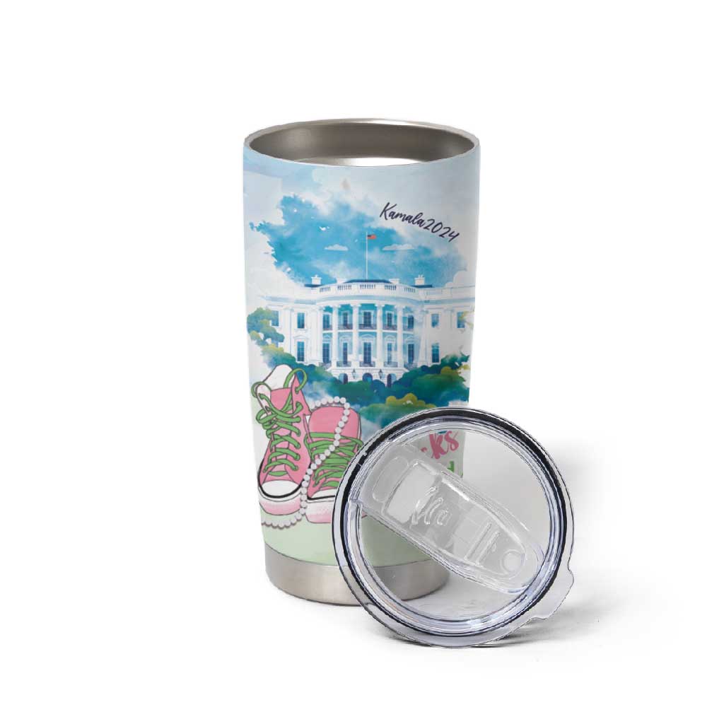 Chucks N Pearls 2024 Tumbler Cup Pink Green Rocking The World LT7