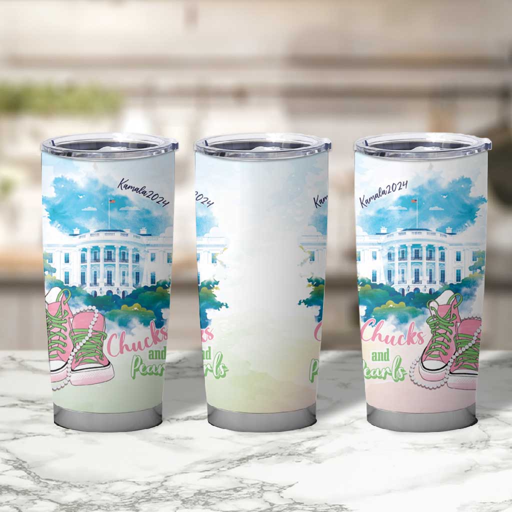 Chucks N Pearls 2024 Tumbler Cup Pink Green Rocking The World LT7