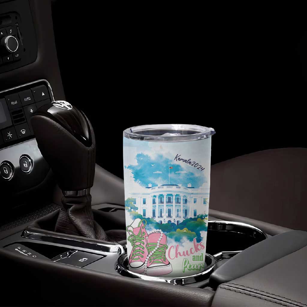 Chucks N Pearls 2024 Tumbler Cup Pink Green Rocking The World LT7