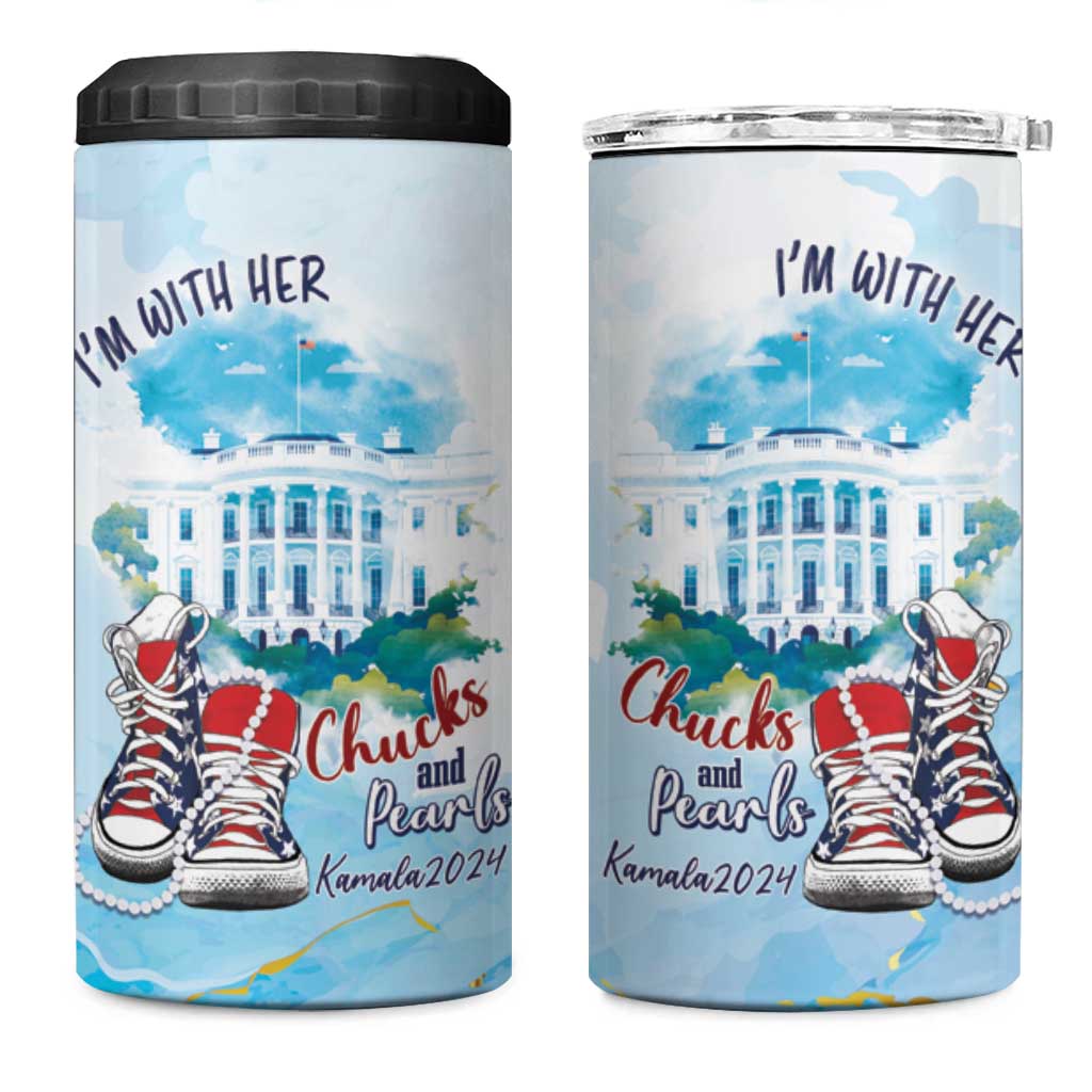 Chucks N Pearls 2024 4 in 1 Can Cooler Tumbler I'm With Her LT7