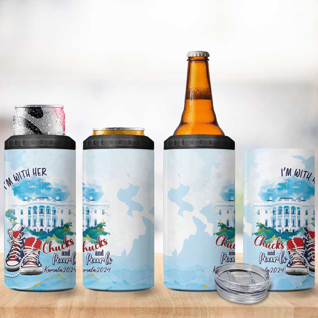 Chucks N Pearls 2024 4 in 1 Can Cooler Tumbler I'm With Her LT7