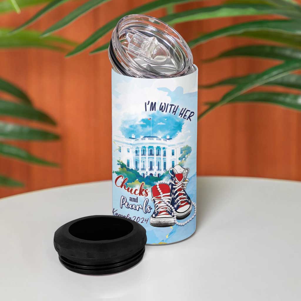 Chucks N Pearls 2024 4 in 1 Can Cooler Tumbler I'm With Her LT7