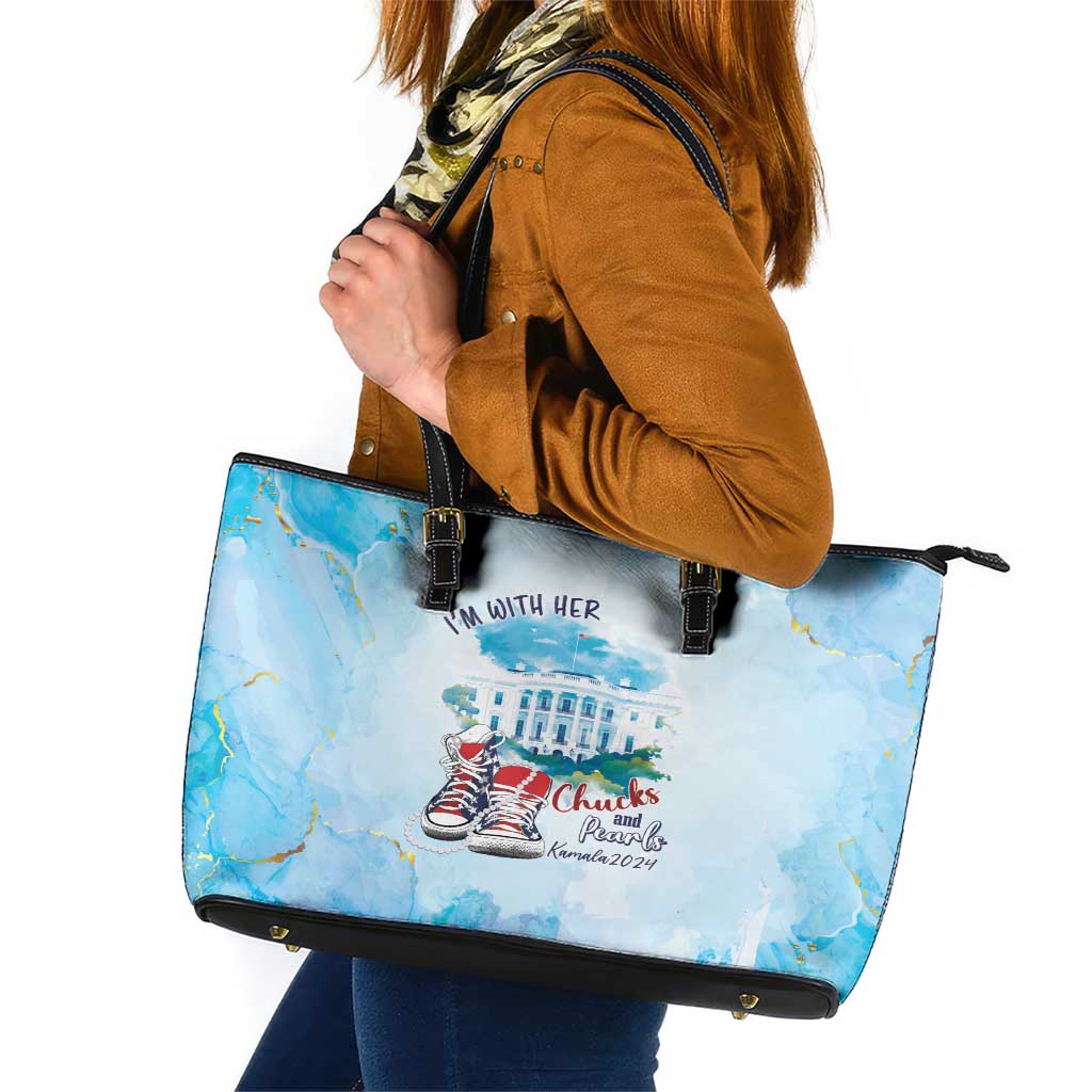 Chucks N Pearls 2024 Leather Tote Bag I'm With Her LT7