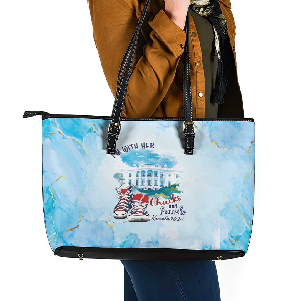 Chucks N Pearls 2024 Leather Tote Bag I'm With Her LT7