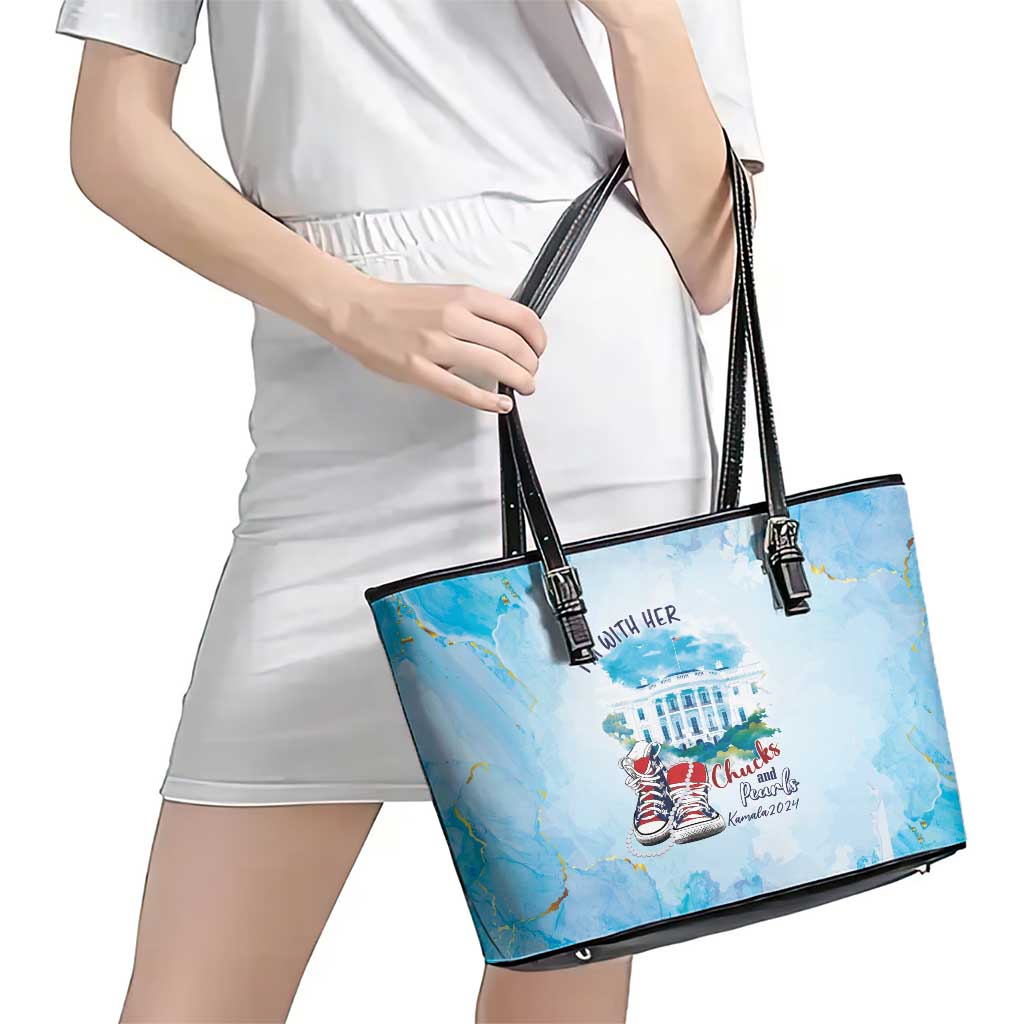 Chucks N Pearls 2024 Leather Tote Bag I'm With Her LT7