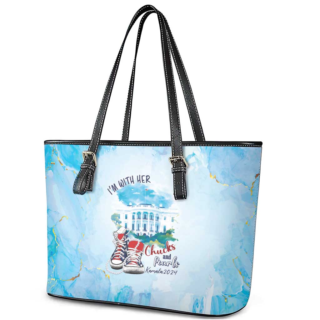 Chucks N Pearls 2024 Leather Tote Bag I'm With Her LT7