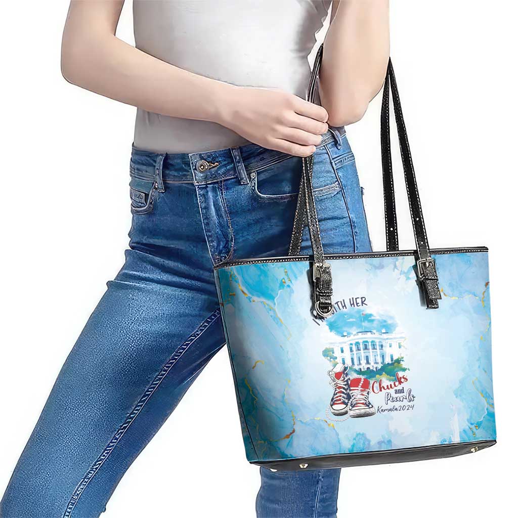 Chucks N Pearls 2024 Leather Tote Bag I'm With Her LT7