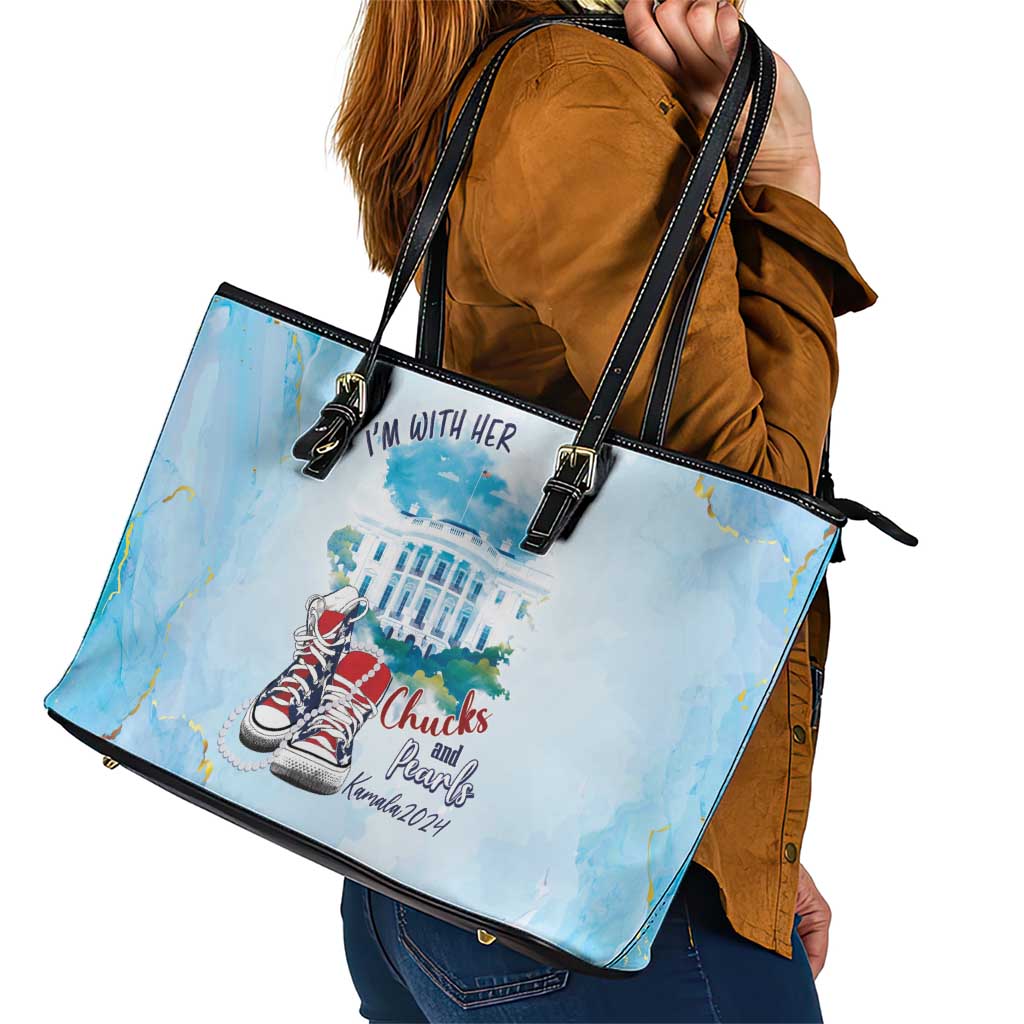 Chucks N Pearls 2024 Leather Tote Bag I'm With Her LT7