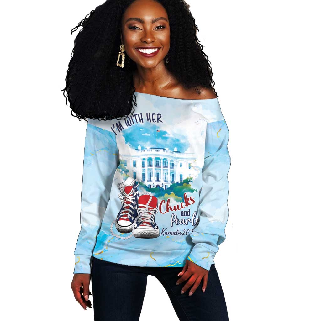 Chucks N Pearls 2024 Off Shoulder Sweater I'm With Her LT7