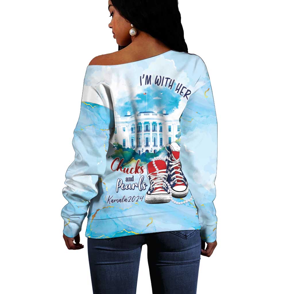 Chucks N Pearls 2024 Off Shoulder Sweater I'm With Her LT7
