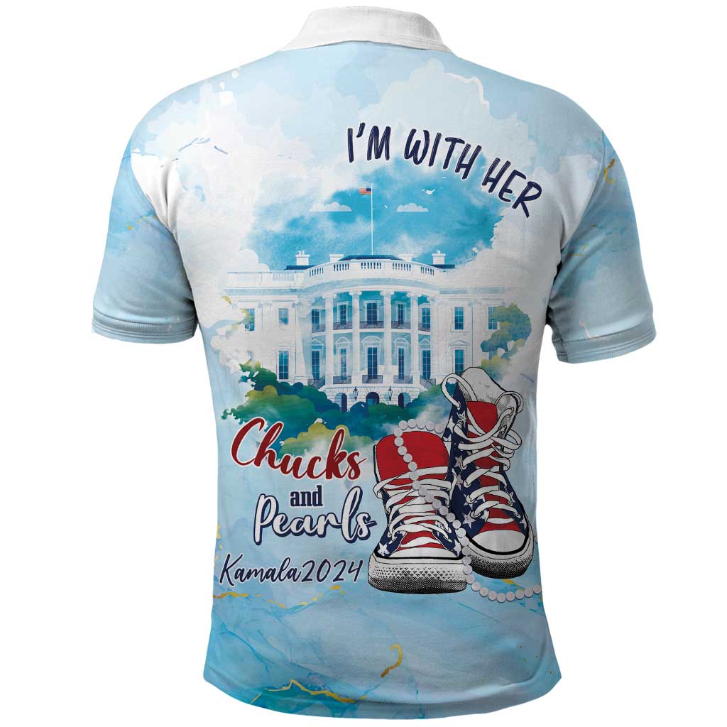 Chucks N Pearls 2024 Polo Shirt I'm With Her LT7