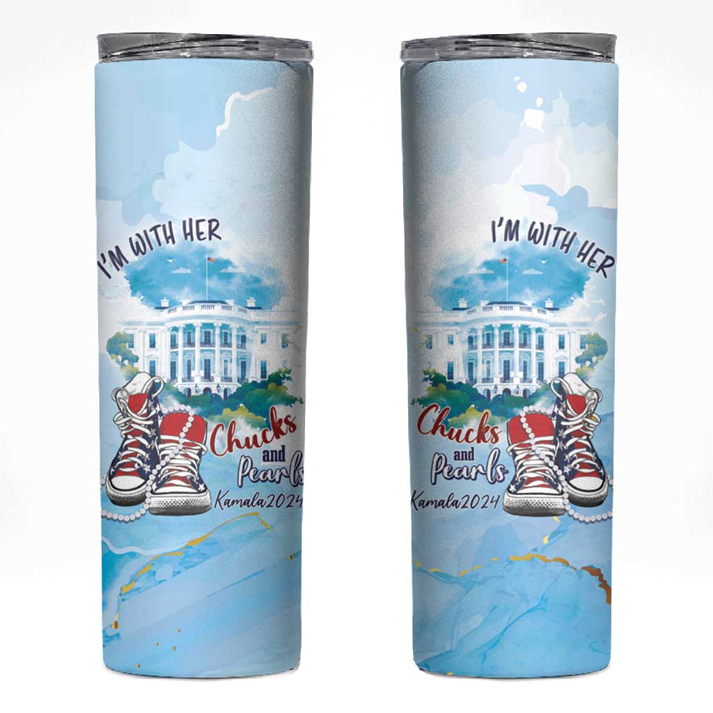 Chucks N Pearls 2024 Skinny Tumbler I'm With Her LT7