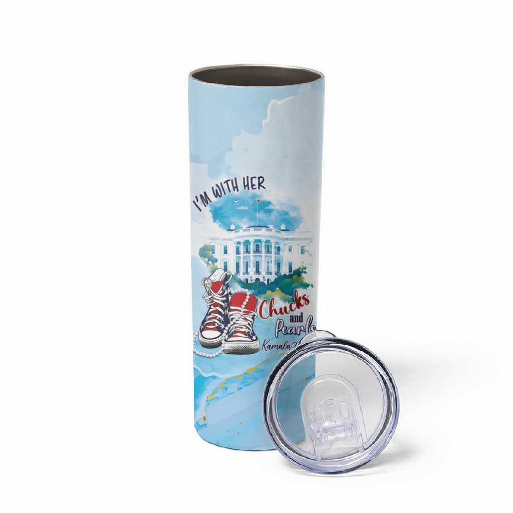 Chucks N Pearls 2024 Skinny Tumbler I'm With Her LT7