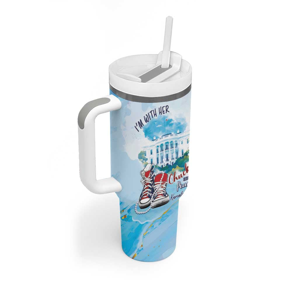 Chucks N Pearls 2024 Tumbler With Handle I'm With Her LT7