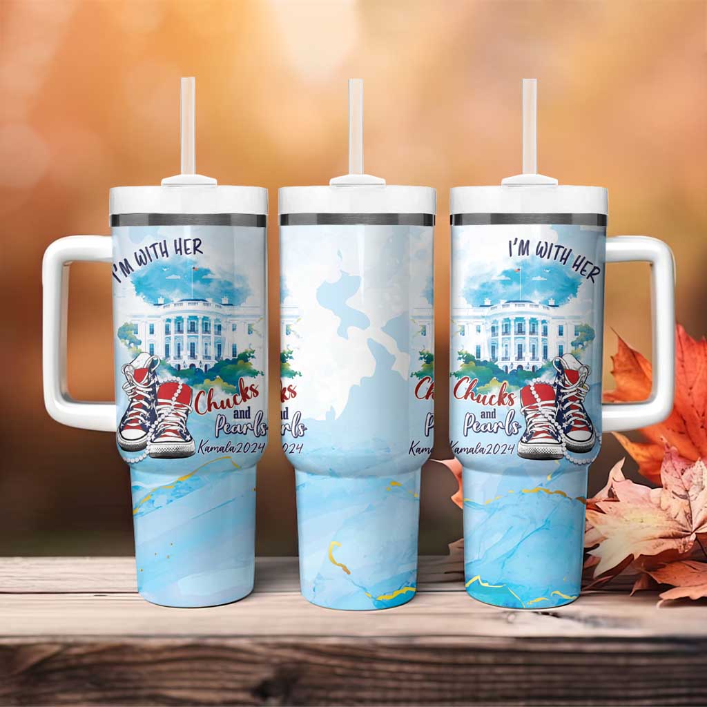 Chucks N Pearls 2024 Tumbler With Handle I'm With Her LT7