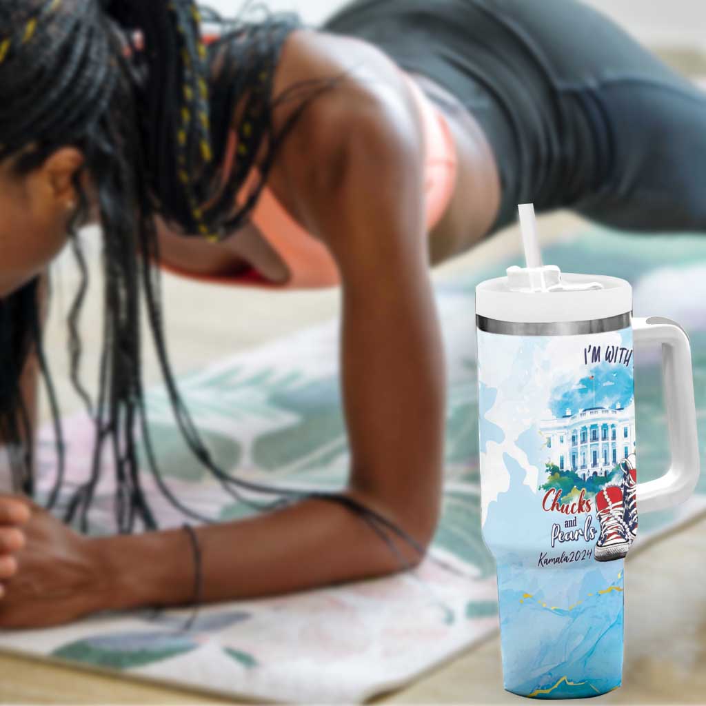 Chucks N Pearls 2024 Tumbler With Handle I'm With Her LT7