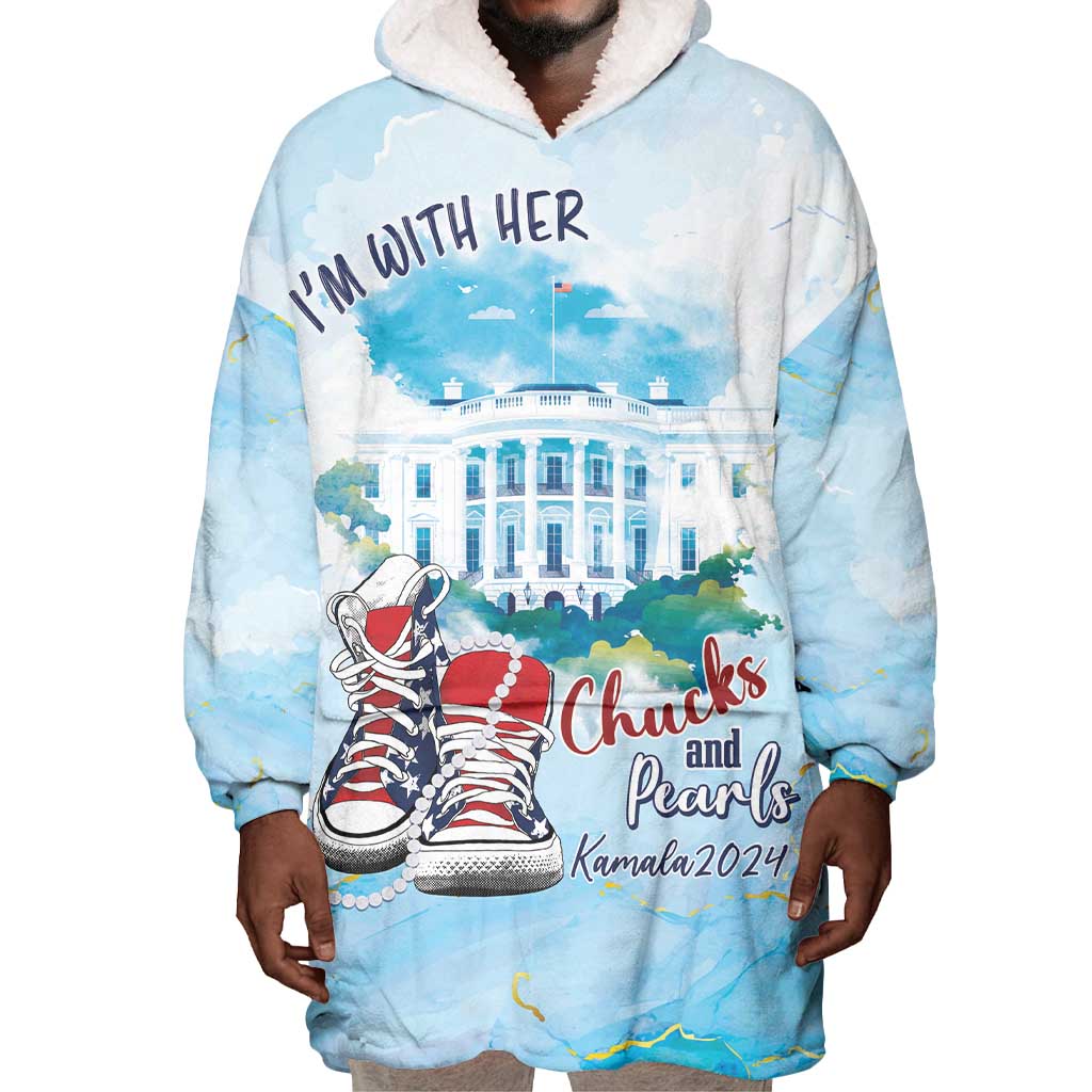 Chucks N Pearls 2024 Wearable Blanket Hoodie I'm With Her LT7