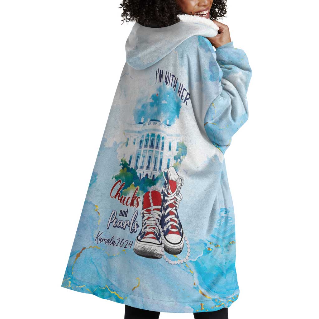 Chucks N Pearls 2024 Wearable Blanket Hoodie I'm With Her LT7