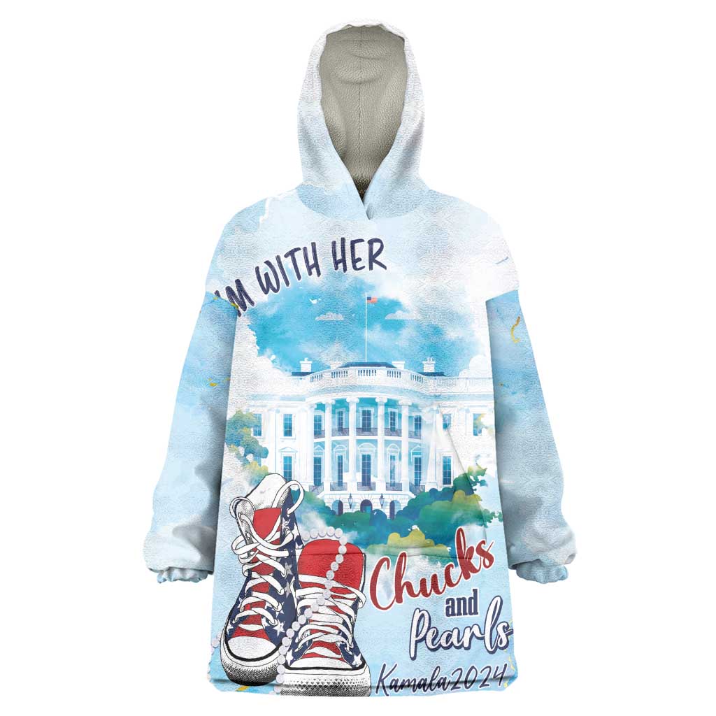 Chucks N Pearls 2024 Wearable Blanket Hoodie I'm With Her LT7